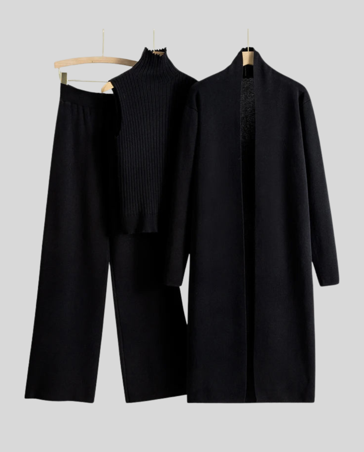 Stalluxe | Weiches Elegantes Kaschmir Set Schwarz Einheitsgröße