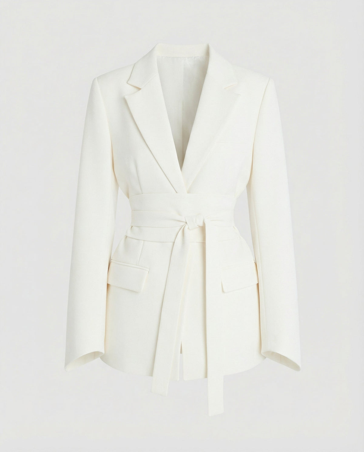 Taillierter Gürtel Blazer Damen Weiß