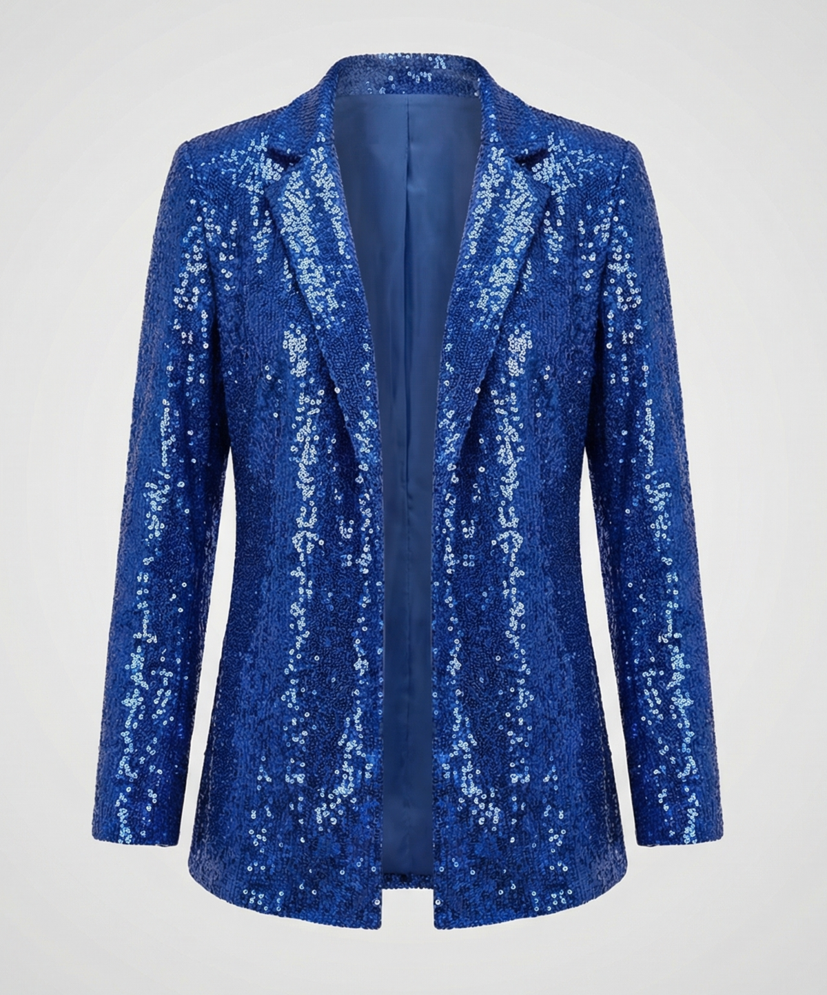 Glamouröser Pailletten Revers Blazer Blau