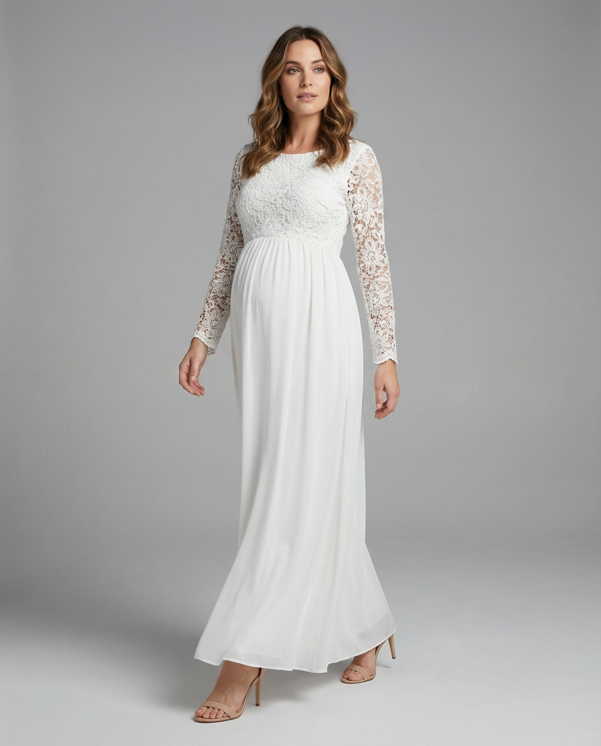 Stalluxe | Elegantes Umstands Abendkleid Weiß S