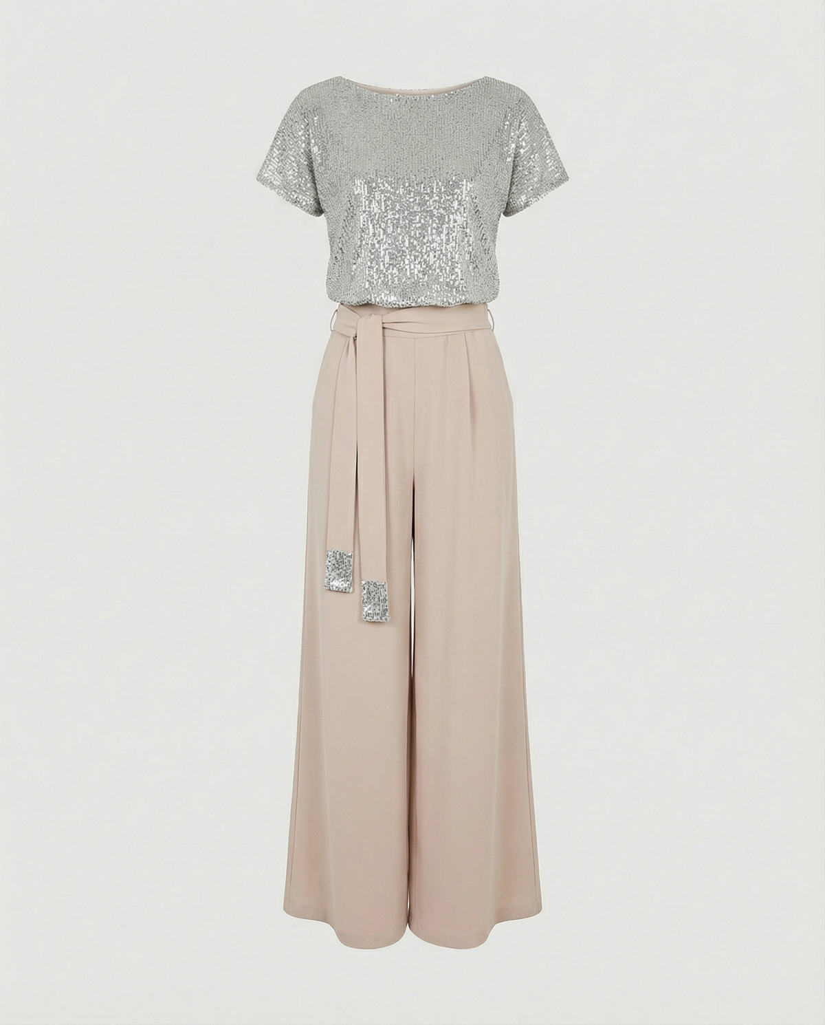 Stalluxe | Glitzer Jumpsuit Damen Elegant Aprikose