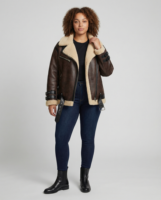Stalluxe | Elegante Revers Kunstleder Jacke