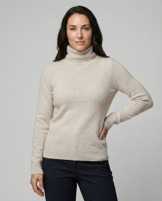 Stalluxe | Weicher Kaschmir Rollkragenpullover Damen Weiß