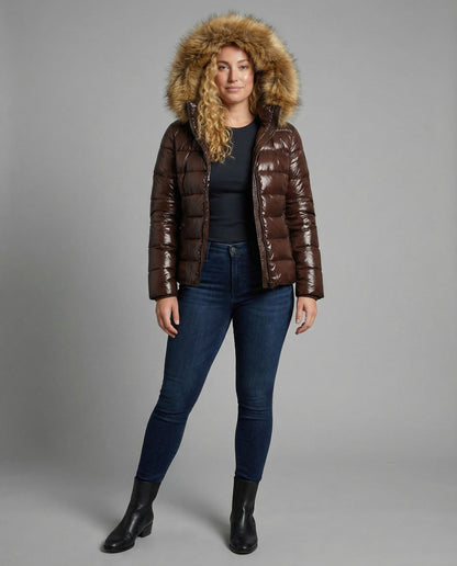 Stalluxe | Damen Steppjacke Kunstfellkragen