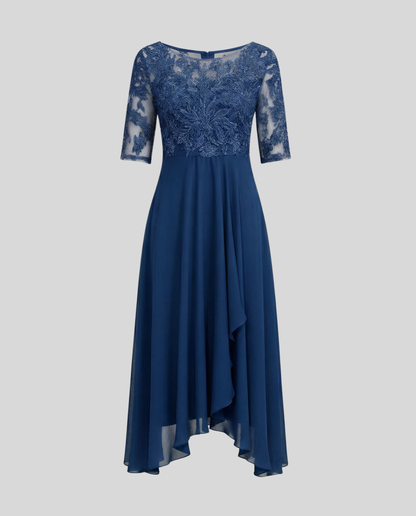 Stalluxe | Luftiges Elegantes Midi Kleid Dunkelblau