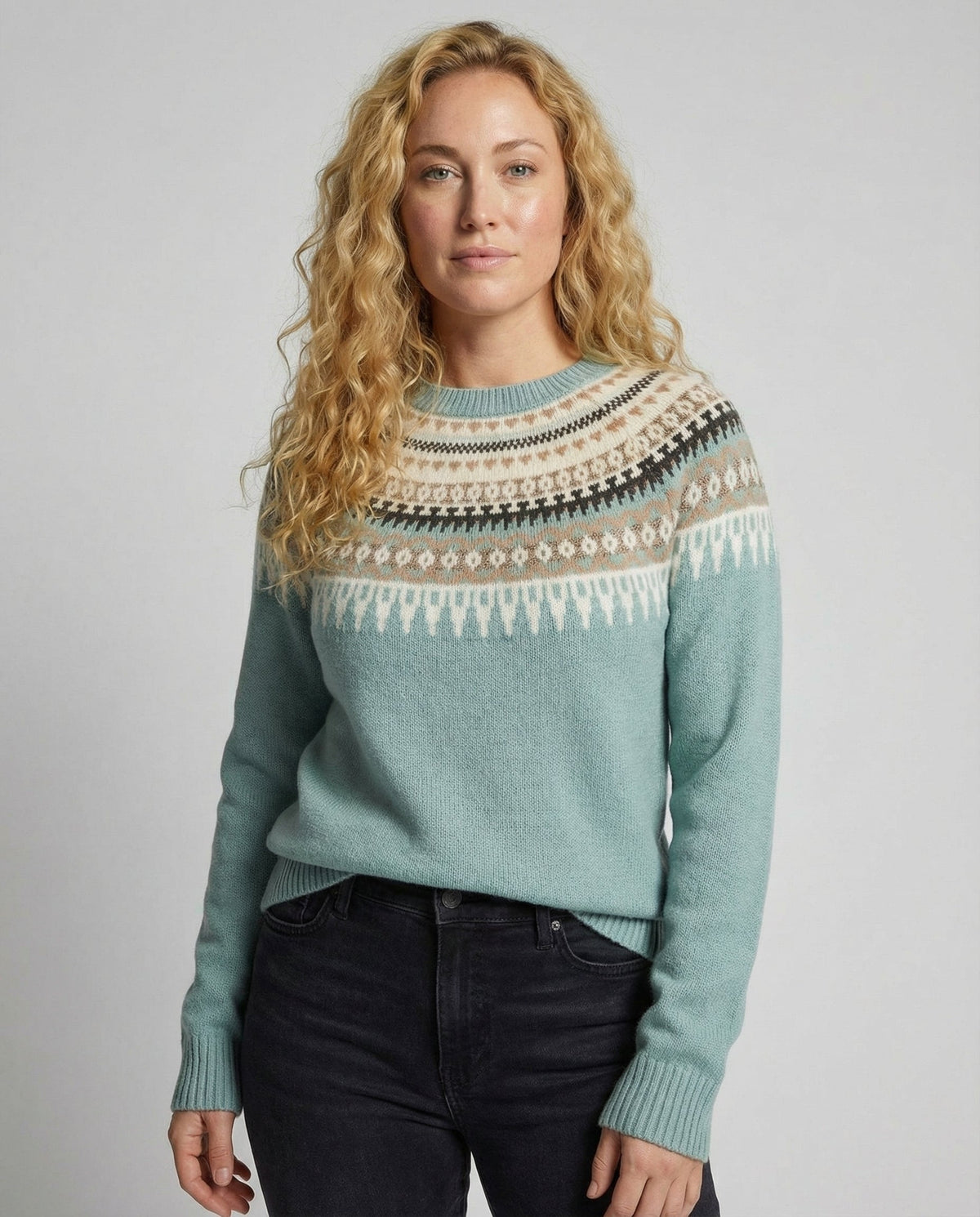 Stalluxe | Boho Strickpullover Damen Warm Blau