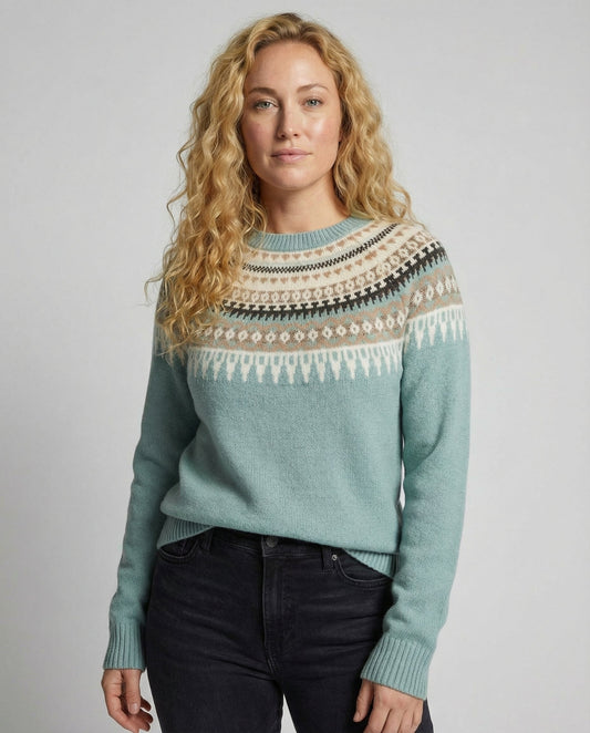 Stalluxe | Boho Strickpullover Damen Warm Blau