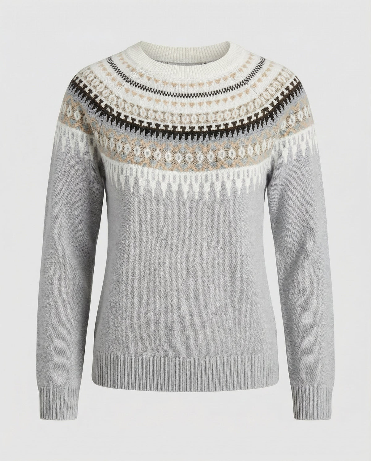 Stalluxe | Boho Strickpullover Damen Warm Grau