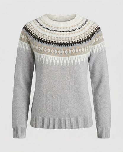 Stalluxe | Boho Strickpullover Damen Warm Grau