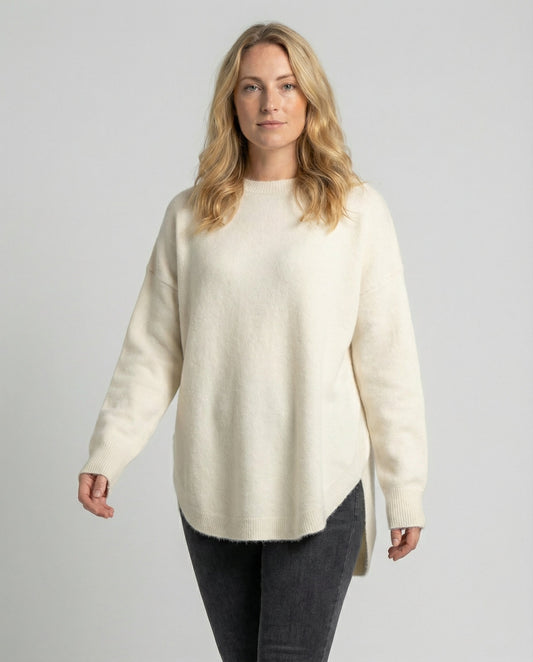 Stalluxe | Damen Oversized Herbstpullover Weiß Eine Größe