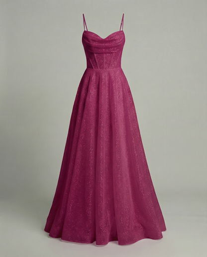 Stalluxe | Glitzer Ballkleid Damen Rosa