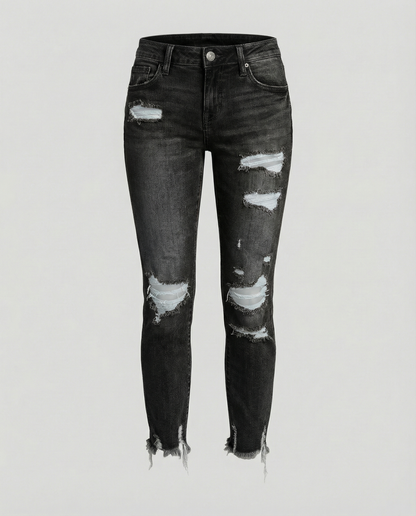 Stalluxe | Trendige Damen Ripped Jeans Schwarz