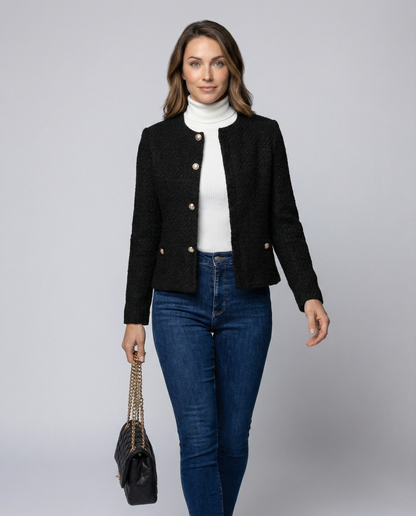 Stalluxe | Schlichte Einreihige Damenjacke Elegant Schwarz