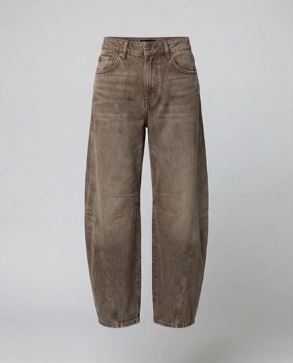 Stalluxe | Trendige Barrel Jeans Damen DunkelBraun