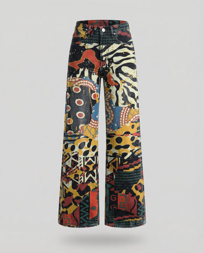 Stalluxe | Floral Weite Damen-Jeans Abstrakt