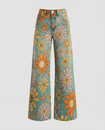 Stalluxe | Floral Weite Damen-Jeans Blüte