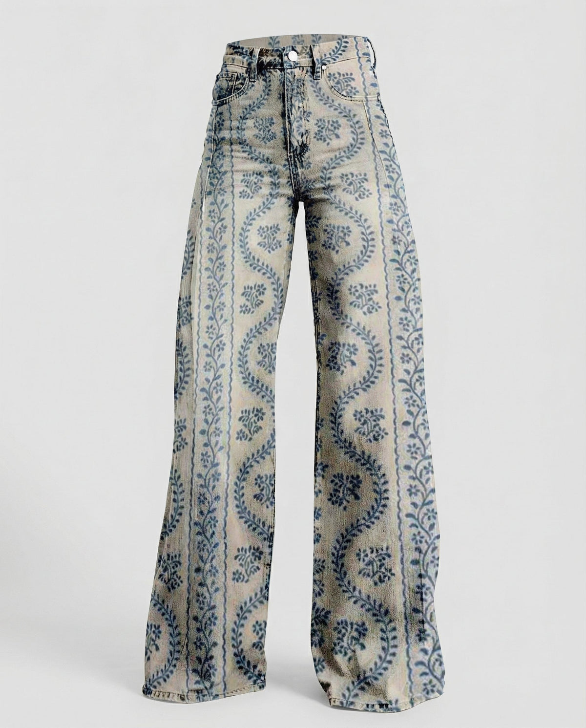 Stalluxe | Floral Weite Damen-Jeans Blau
