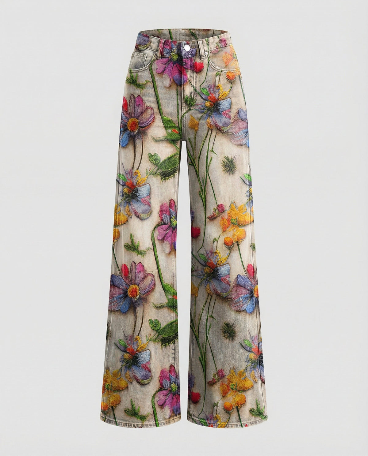 Stalluxe | Floral Weite Damen-Jeans Blumen