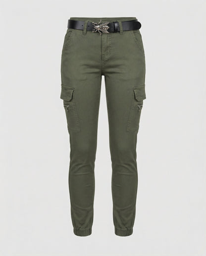 Stalluxe | Damen Cargo-Jeans Komfort Grün