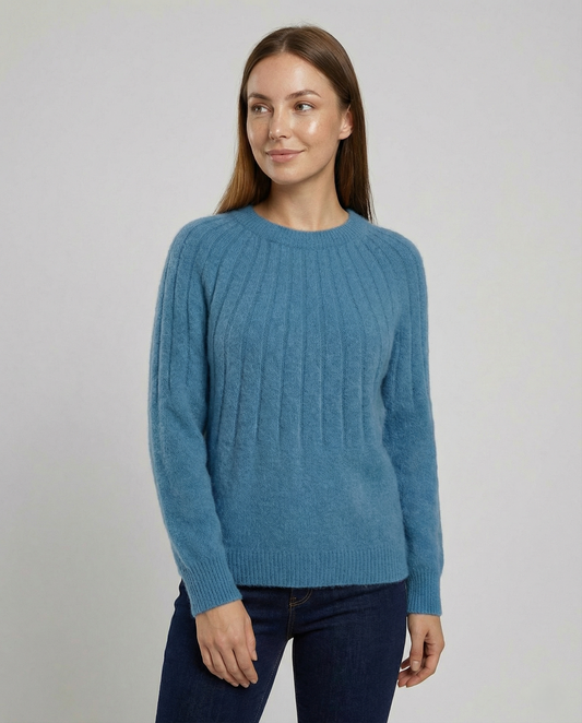 Stalluxe | Fluffiger Damen Strickpullover Blau