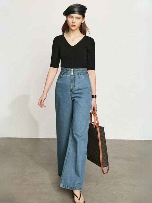 Stalluxe | Retro-Jeans mit weitem Bein