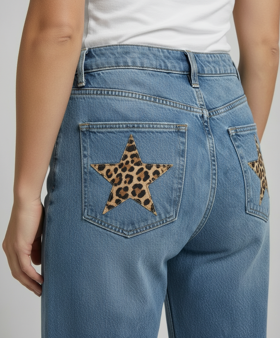 Stalluxe | Retro Leoparden Boyfriend Jeans