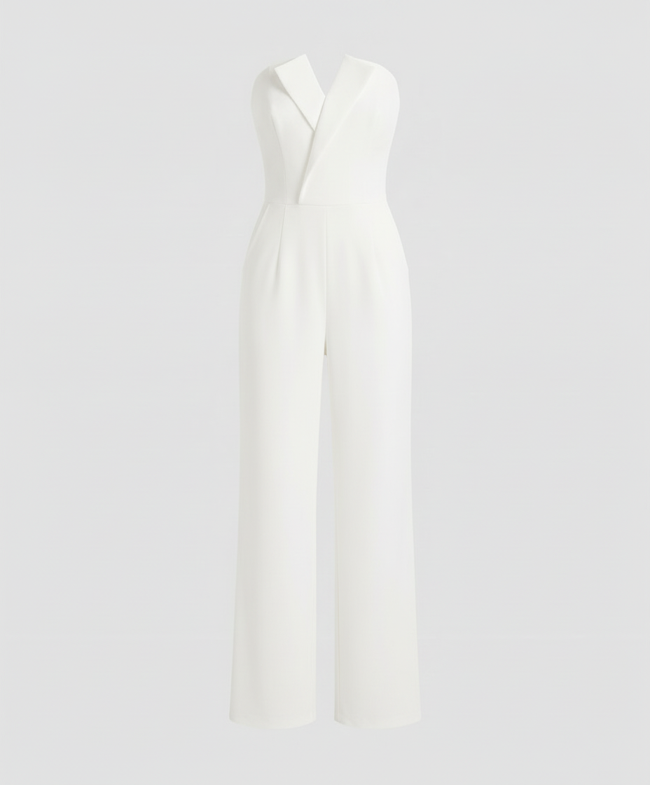 Stalluxe | Ärmelloser V-Ausschnitt Overall Weiß