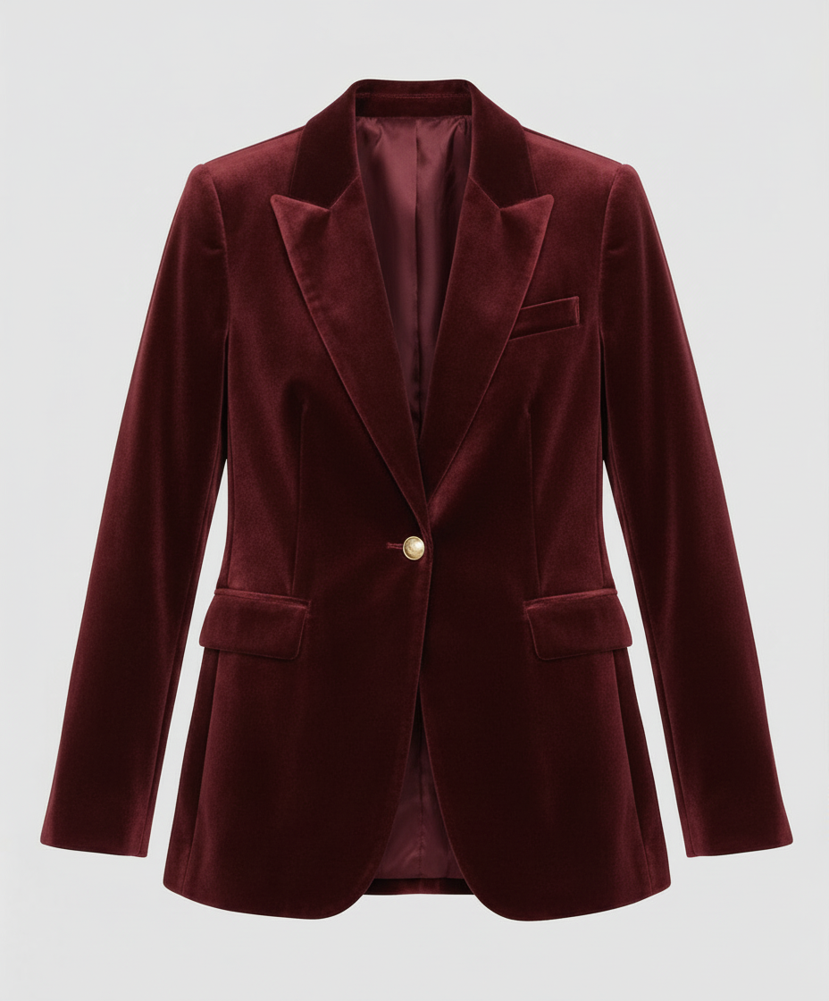 Eleganter Damen Samtblazer Weinrot