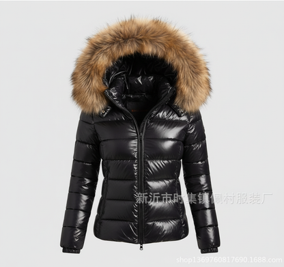 Stalluxe | Damen Steppjacke Kunstfellkragen Schwarz