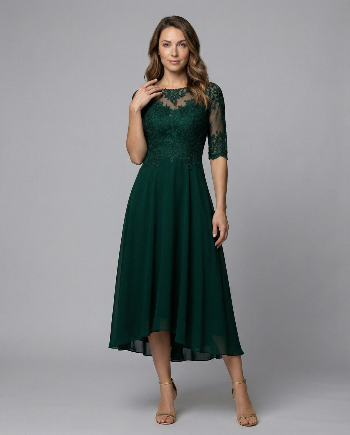 Stalluxe | Elegantes Festliches Maxikleid Dunkelgrün