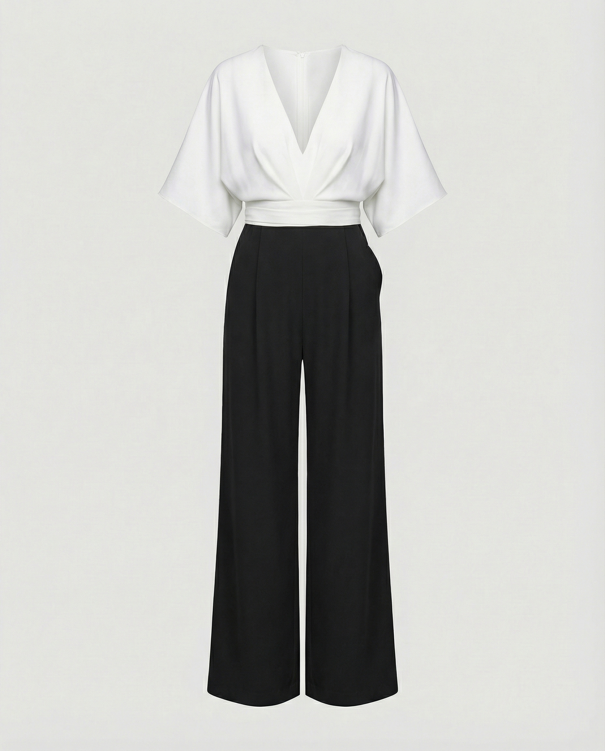 Stalluxe | Lässiger Weitbein Overall Damen Weiß Schwarz