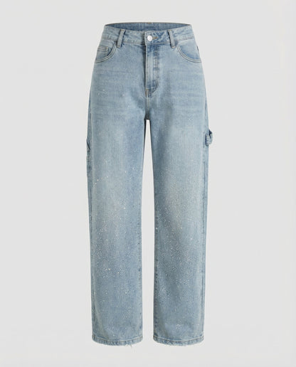 Stalluxe | Funkelnde Diamond Jeans Damen Hellblau