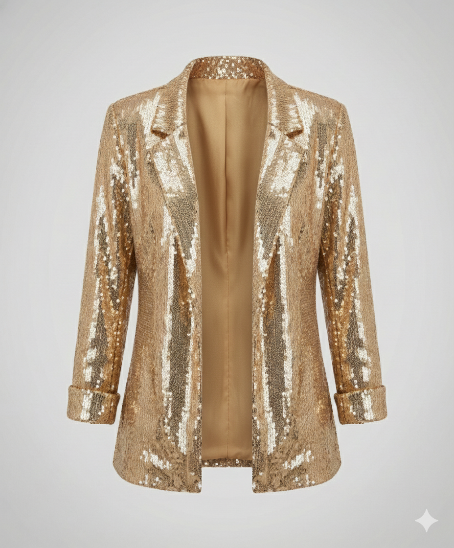 Eleganter Pailletten Blazer Damen Gold