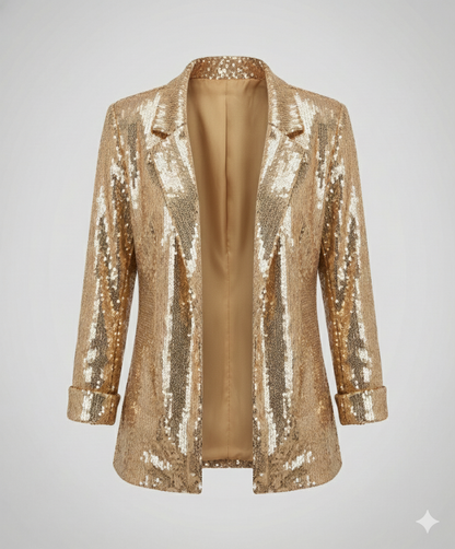 Eleganter Pailletten Blazer Damen Gold