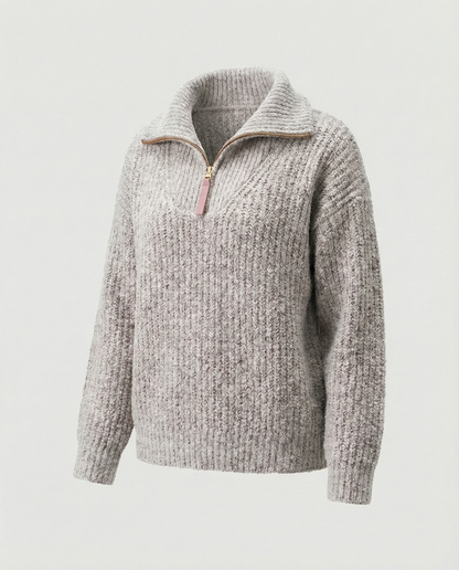 Stalluxe | Damen Reißverschluss-Pullover Helltgrau