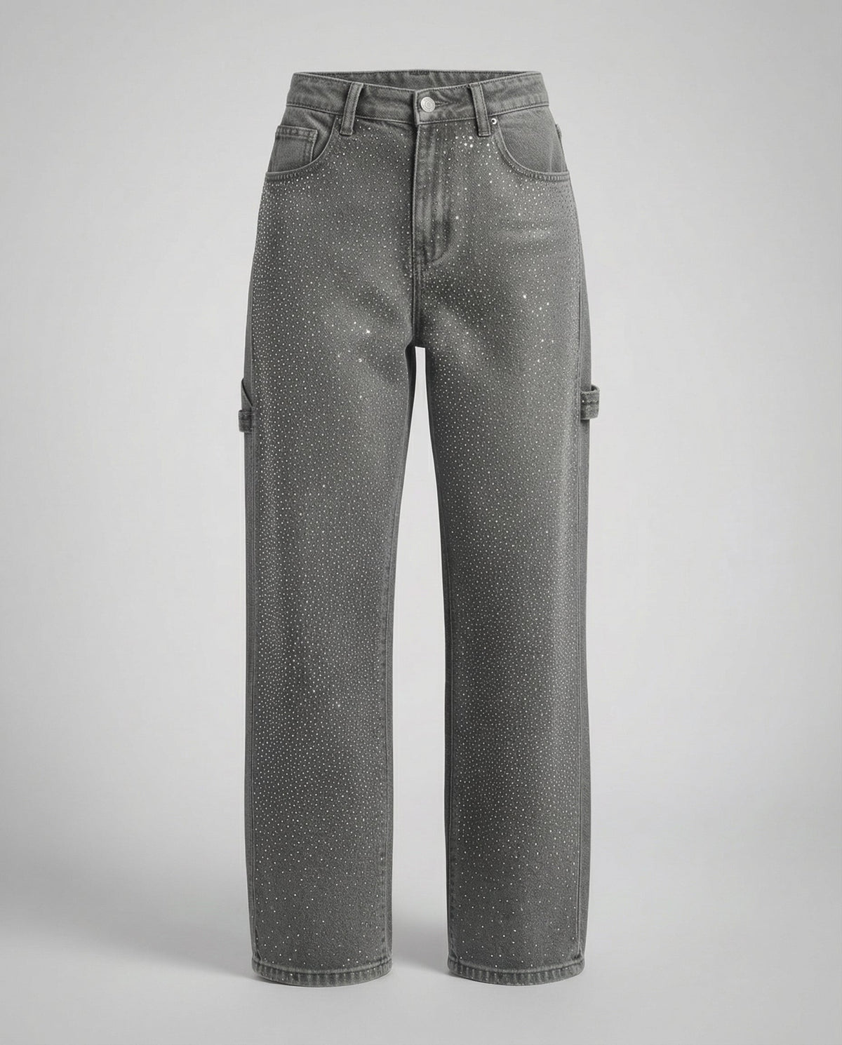 Stalluxe | Funkelnde Diamond Jeans Damen Grau
