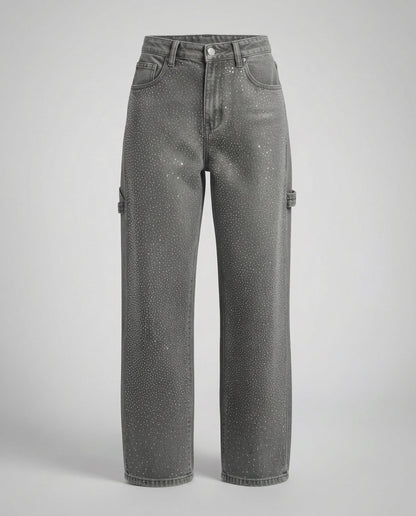 Stalluxe | Funkelnde Diamond Jeans Damen Grau