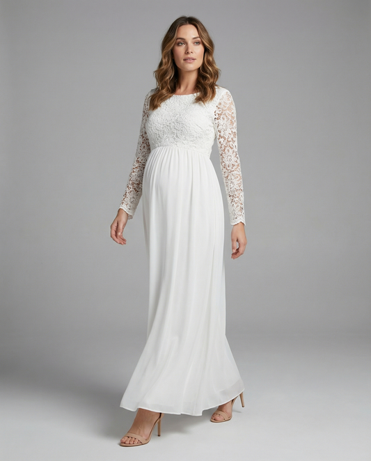 Stalluxe | Elegantes Umstands Abendkleid Weiß S