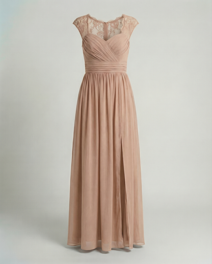 Stalluxe | Abendkleid Damen V-Ausschnitt Aprikose