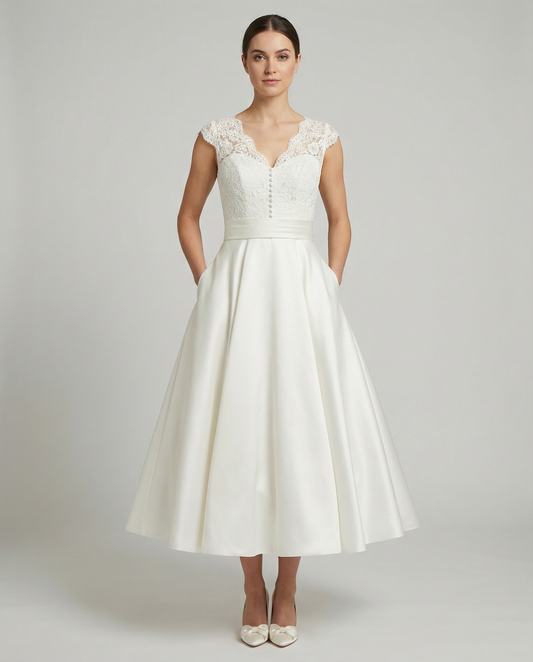 Stalluxe | Romantisches Spitzen Hochzeitskleid Weiß