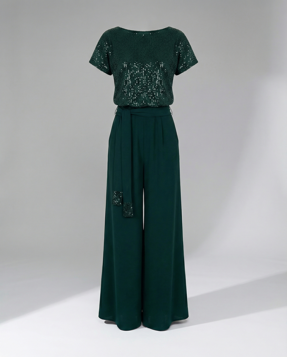 Stalluxe | Glitzer Jumpsuit Damen Elegant Grün