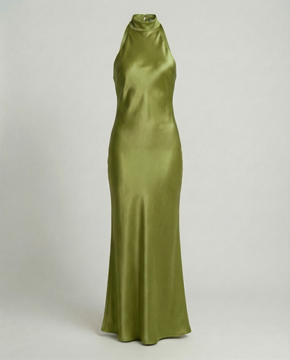 Stalluxe | Elegantes Maxikleid Damen Satin Grün