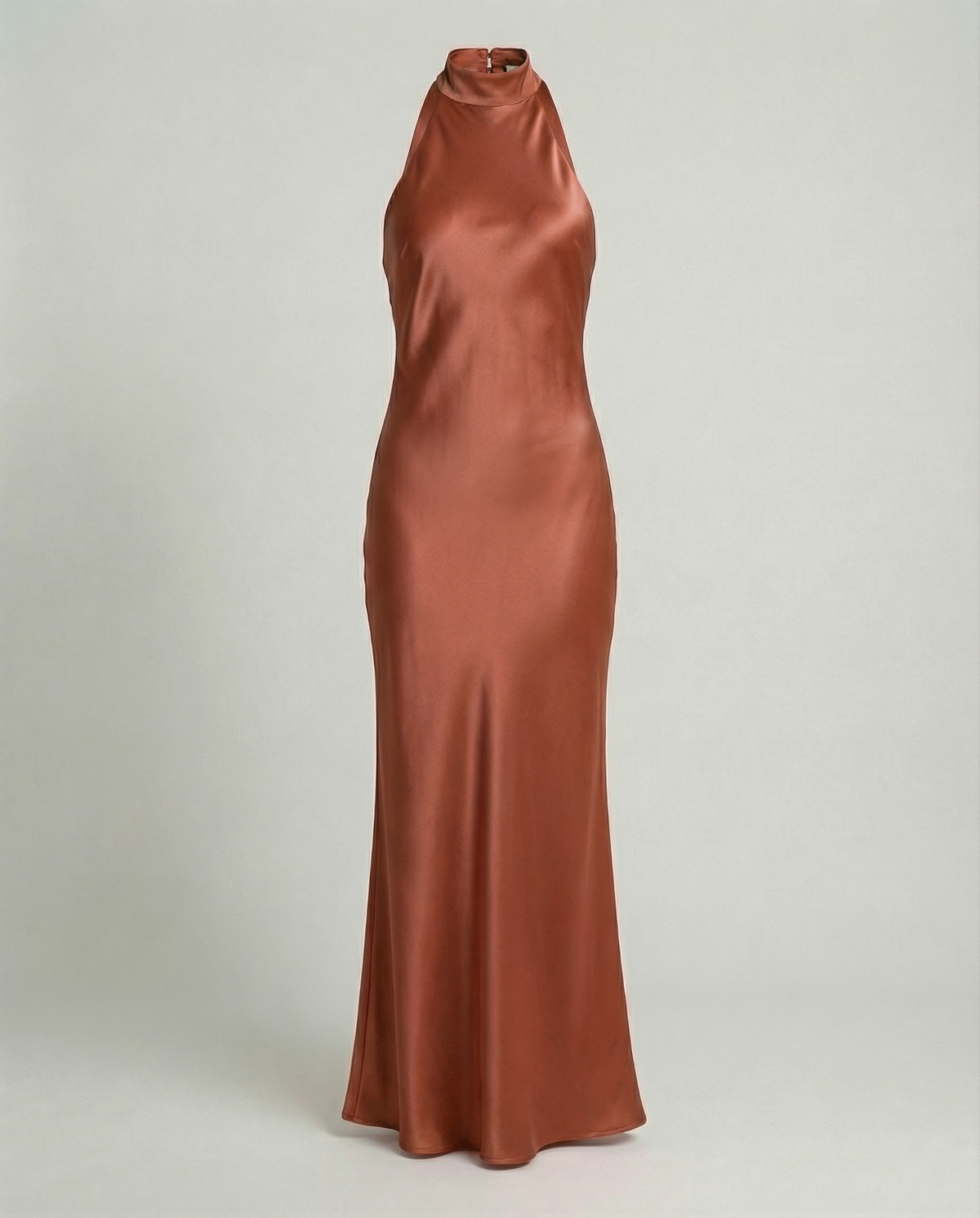 Stalluxe | Elegantes Maxikleid Damen Satin Ziegelrot