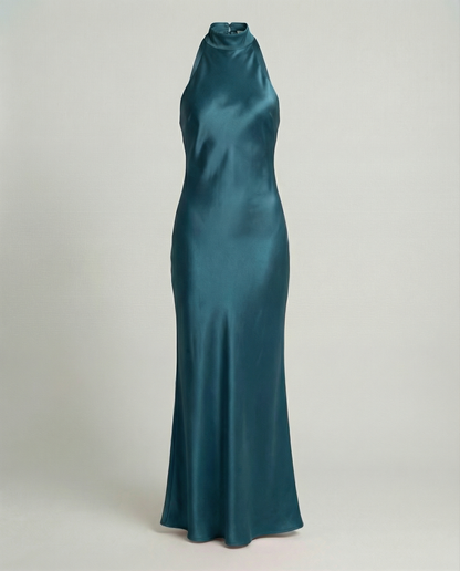 Stalluxe | Elegantes Maxikleid Damen Satin Türkis