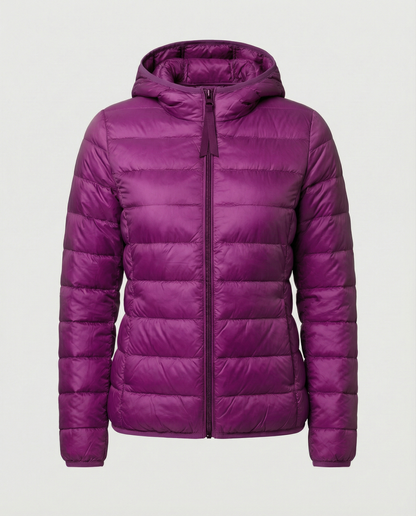Stalluxe | Ultraleichte Daunenjacke Damen Lila Kapuze