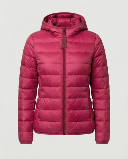 Stalluxe | Ultraleichte Daunenjacke Damen Rot Kapuze
