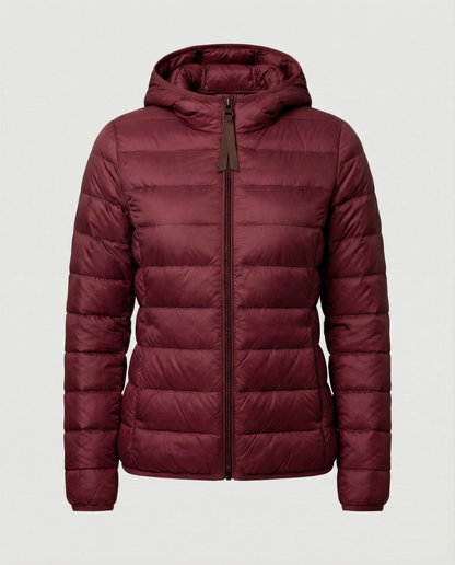 Stalluxe | Ultraleichte Daunenjacke Damen Burgunderrot Kapuze