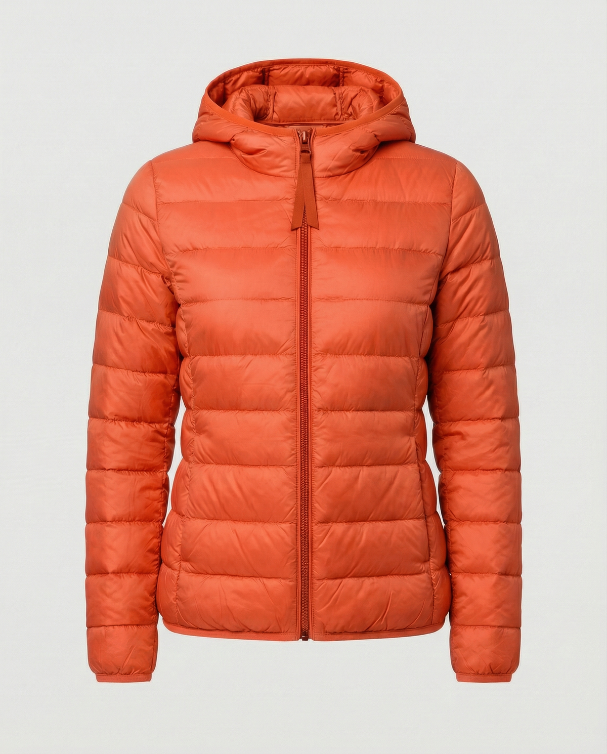 Stalluxe | Ultraleichte Daunenjacke Damen Orange Kapuze