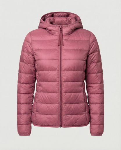 Stalluxe | Ultraleichte Daunenjacke Damen Rosa Kapuze