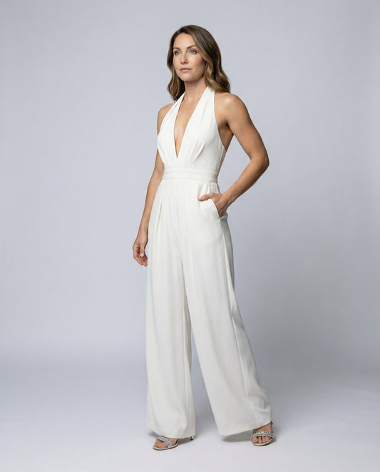 Stalluxe | Eleganter Damen Lang-Jumpsuit Weiß